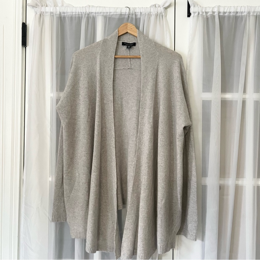 Saks Fifth Avenue Gray Cashmere Open Front Cardigan Sz Medium